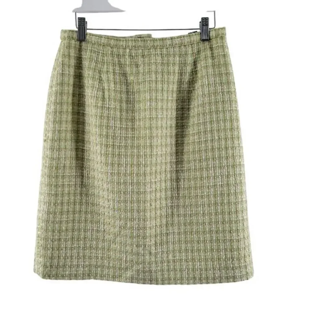 Karen Scott‎ Tweed Skirt Womens Sz 10 Boucle Green Lime